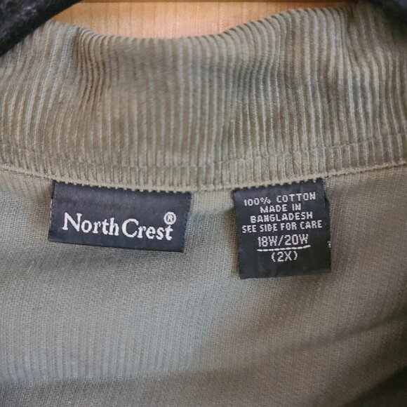 Vintage 90s North Crest 2X Green Corduroy Granola Girl Grunge Jacket Shacket 2XL - Picture 6 of 10
